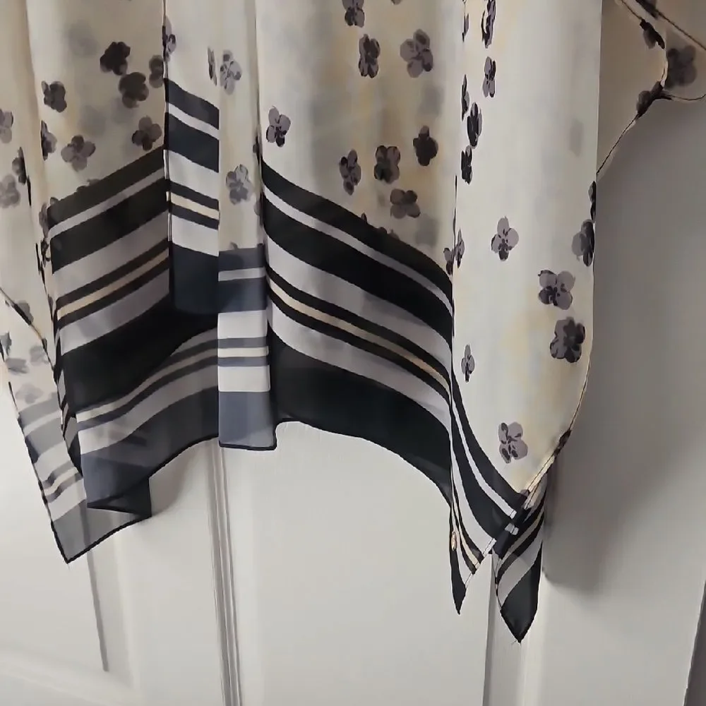Anne Klein Sheer Scarf with Floral Pattern